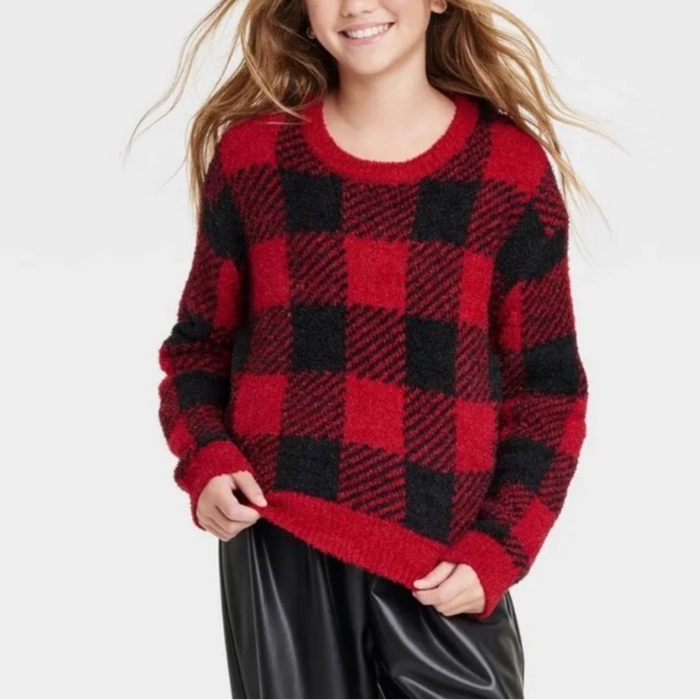 Art Class Plaid Fuzzy Sweater size Large (10/12) NWT